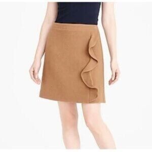 Like New J Crew Camel Wool Ruffle Mini Skirt Size 16